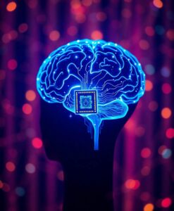 Scientists reveal a tiny brain chip that streams thoughts in real time - AI Generated Image