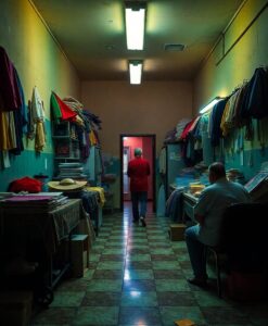 Tienda de segunda mano. Clínica. Lugar de encuentro. Centro se convierte en espacio vital en medio de la crisis de vivienda y drogas - AI Generated Image