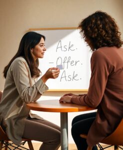 Addressing Client Misconceptions with Ask-Offer-Ask - AI Generated Image